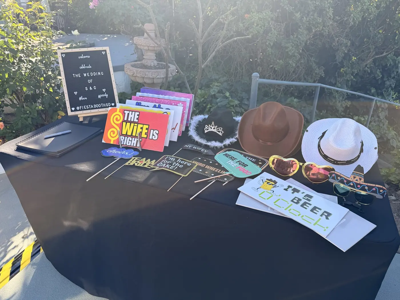 Colorful themed photo booth props