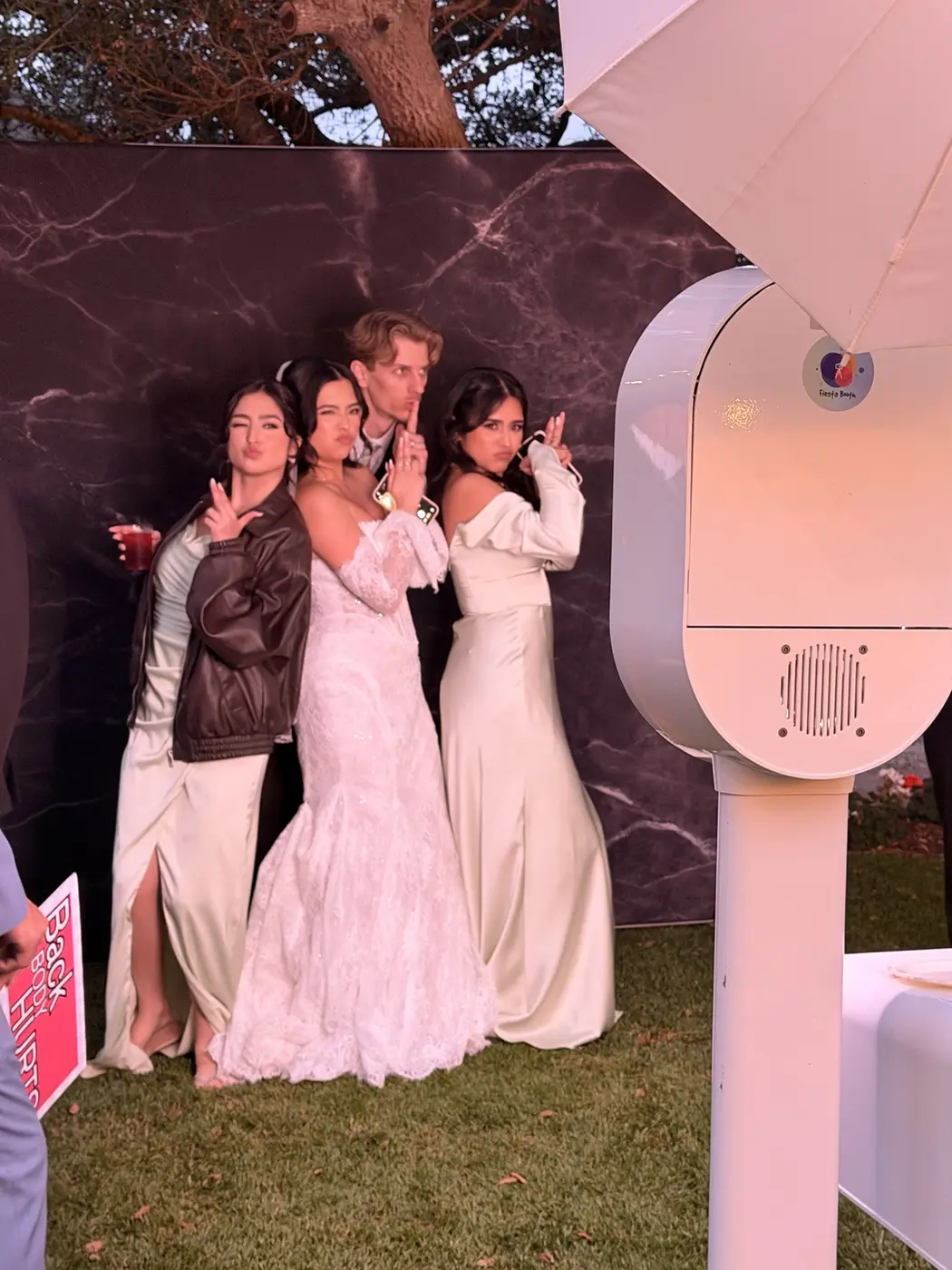 Wedding guests posing together