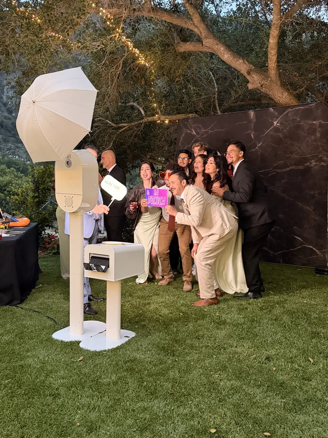 Guests posing together at a private celebration