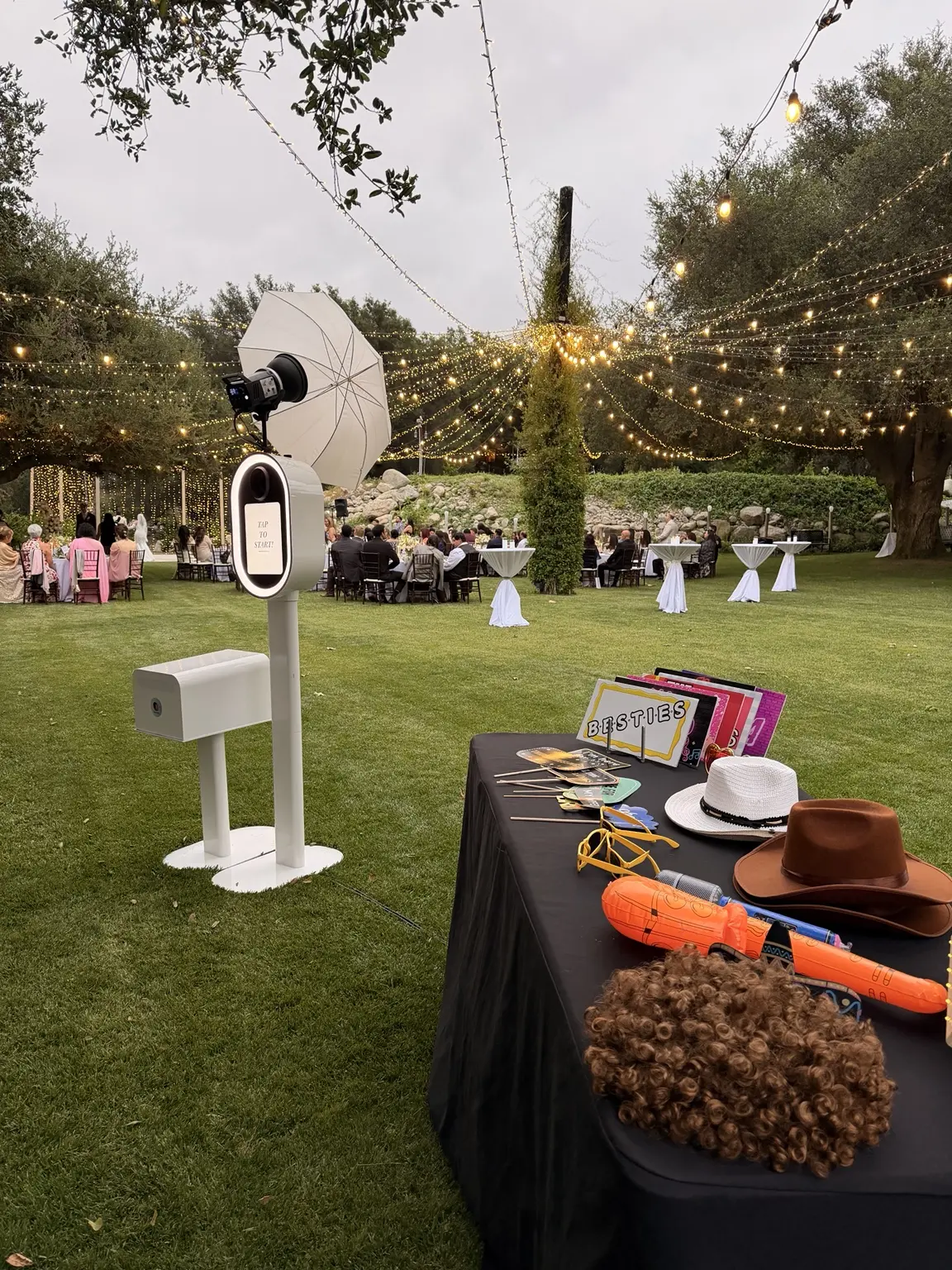 Fiesta Booth setup at an outdoor wedding reception